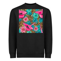 Black Hairdresser Hair Color Mixing Bowl And Dye Brush With Flowers And Leop Heavyweight Sweatshirt - BundleAndBundleShop