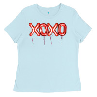 Baby Blue Valentine's Day Xoxo Balloon Ladies Tee - Artiststas