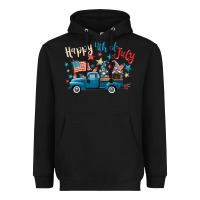 Black happy 4th of july gnome truck Heavyweight Hoodie - CowGirlArtShop