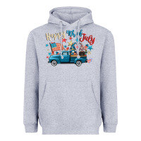 Heather Grey happy 4th of july gnome truck Heavyweight Hoodie - CowGirlArtShop