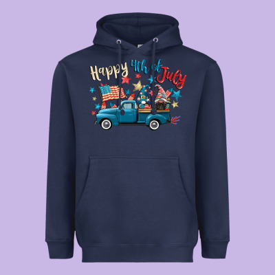 Happy 4th Of July Gnome Truck Heavyweight Hoodie Designed By Cowgirlartshop