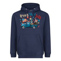 Navy happy 4th of july gnome truck Heavyweight Hoodie - CowGirlArtShop