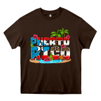 Chocolate Brown puerto rico and flowers with frog Heavy Core Tee - AdoDesignShop