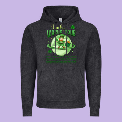 Lucky World Tour St. Patricks Day Vintage Hoodie Designed By Maliassmallbusiness