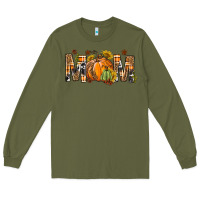 Army Green Western Mom With Pumpkins Long Sleeve Tee - BundleAndBundleShop