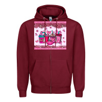 Burgundy Breast Cancer coffee cups Zipper Hoodie - NancyCooperArtShop