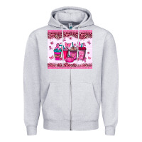 Heather Grey Breast Cancer coffee cups Zipper Hoodie - NancyCooperArtShop