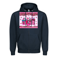 Navy Breast Cancer coffee cups Zipper Hoodie - NancyCooperArtShop