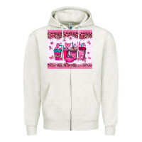 Oatmeal Heather Breast Cancer coffee cups Zipper Hoodie - NancyCooperArtShop