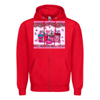 Red Breast Cancer coffee cups Zipper Hoodie - NancyCooperArtShop