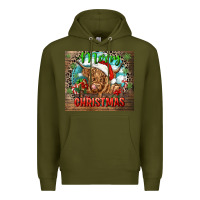 Army Green merry christmas heifer cow Premium Hoodie - CowGirlArtShop