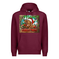 Burgundy merry christmas heifer cow Premium Hoodie - CowGirlArtShop