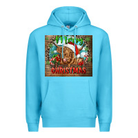 Ocean Blue merry christmas heifer cow Premium Hoodie - CowGirlArtShop