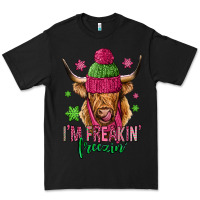 Black i'm freakin freezin pink christmas long haired cow Premium Tee - Jasminsmagicworld