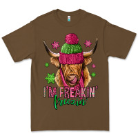 Cacao i'm freakin freezin pink christmas long haired cow Premium Tee - Jasminsmagicworld
