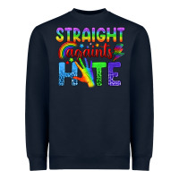 Navy Straight Againts Hate Heavyweight Sweatshirt - BundleAndBundleShop
