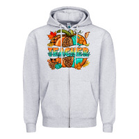 Heather Grey Teacher pumpkin Zipper Hoodie - NancyCooperArtShop