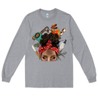 Heather Grey Wild Camping Afro Messy Bbs Long Sleeve Tee - BundleAndBundleShop