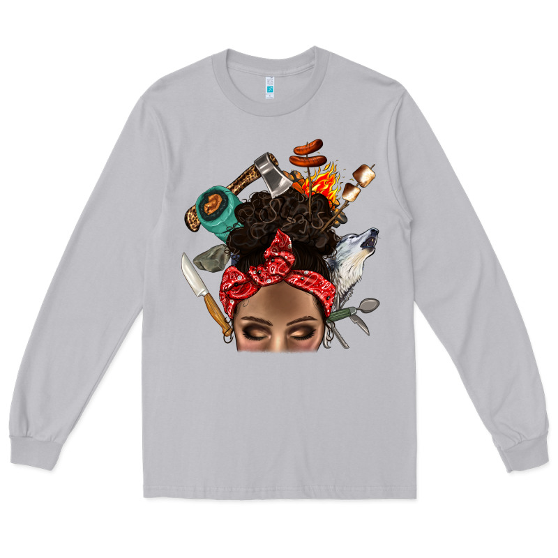 Wild Camping Afro Messy Bbs Long Sleeve Tee by BundleAndBundleShop | Teevron