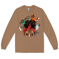 Toasted Coconut Wild Camping Afro Messy Bbs Long Sleeve Tee - BundleAndBundleShop