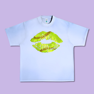 Softball Lips Urban Heavy Tee Designed By Adodesignshop