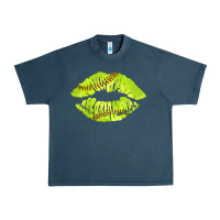 Midnight Navy softball lips Urban Heavy Tee - AdoDesignShop