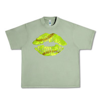 Oil Green softball lips Urban Heavy Tee - AdoDesignShop