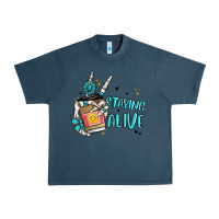 Midnight Navy staying alive Urban Heavy Tee - MaliasSmallBusiness
