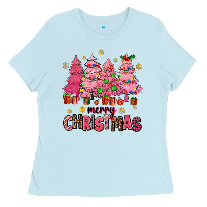 Pink Christmas Trees Ladies Tee by AdoDesignShop | Teevron