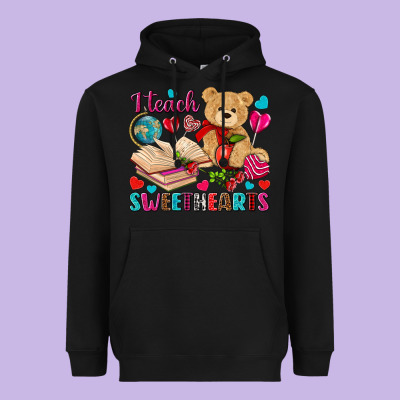I Teach Sweethearts Valentine's Day Heavyweight Hoodie Designed By Howdyjamesfarm