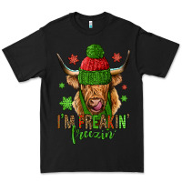 Black i'm freakin freezin christmas long haired cow Premium Tee - Jasminsmagicworld