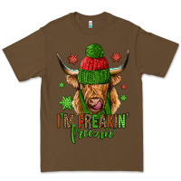 Cacao i'm freakin freezin christmas long haired cow Premium Tee - Jasminsmagicworld