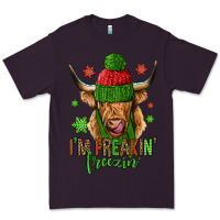 Plum i'm freakin freezin christmas long haired cow Premium Tee - Jasminsmagicworld
