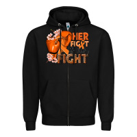 Black Her fight is our fight Kidney Cancer orange ribbon Zipper Hoodie - NancyCooperArtShop