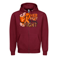 Burgundy Her fight is our fight Kidney Cancer orange ribbon Zipper Hoodie - NancyCooperArtShop