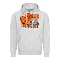 Dove Grey Her fight is our fight Kidney Cancer orange ribbon Zipper Hoodie - NancyCooperArtShop