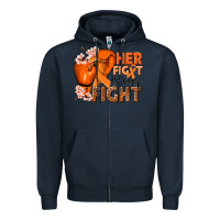Navy Her fight is our fight Kidney Cancer orange ribbon Zipper Hoodie - NancyCooperArtShop
