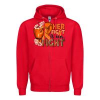 Red Her fight is our fight Kidney Cancer orange ribbon Zipper Hoodie - NancyCooperArtShop