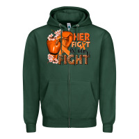 Sports Green Her fight is our fight Kidney Cancer orange ribbon Zipper Hoodie - NancyCooperArtShop