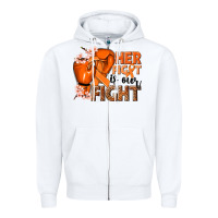 White Her fight is our fight Kidney Cancer orange ribbon Zipper Hoodie - NancyCooperArtShop