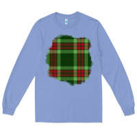Colony Blue Christmas Tartan Patch Long Sleeve Tee - BundleAndBundleShop