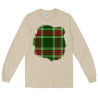 Mushroom Christmas Tartan Patch Long Sleeve Tee - BundleAndBundleShop