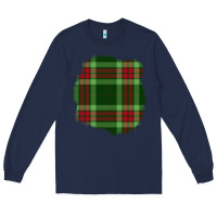 Navy Christmas Tartan Patch Long Sleeve Tee - BundleAndBundleShop