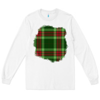 White Christmas Tartan Patch Long Sleeve Tee - BundleAndBundleShop