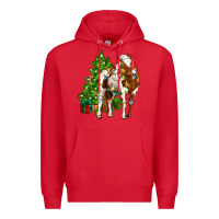 Red american paint horse christmas tree Premium Hoodie - CowGirlArtShop