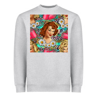 Heather Grey Hairdresser Western Girl And Hair Curler Seamless Pattern Bbs Heavyweight Sweatshirt - BundleAndBundleShop