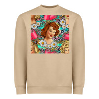 Mushroom Hairdresser Western Girl And Hair Curler Seamless Pattern Bbs Heavyweight Sweatshirt - BundleAndBundleShop