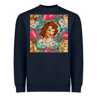 Navy Hairdresser Western Girl And Hair Curler Seamless Pattern Bbs Heavyweight Sweatshirt - BundleAndBundleShop