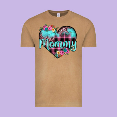 Mommy Leopard Turquoise Heart Vintage Tee Designed By Jahusdesignshop