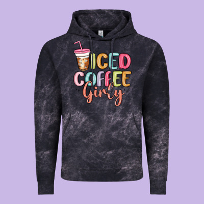 Iced Coffee Girly Vintage Hoodie Designed By Maliassmallbusiness